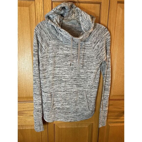 Athleta Womens XS Gray Hoodie Sweatshirt Pullover Cowl‎ Neck Thumb Holes LS - Picture 1 of 7